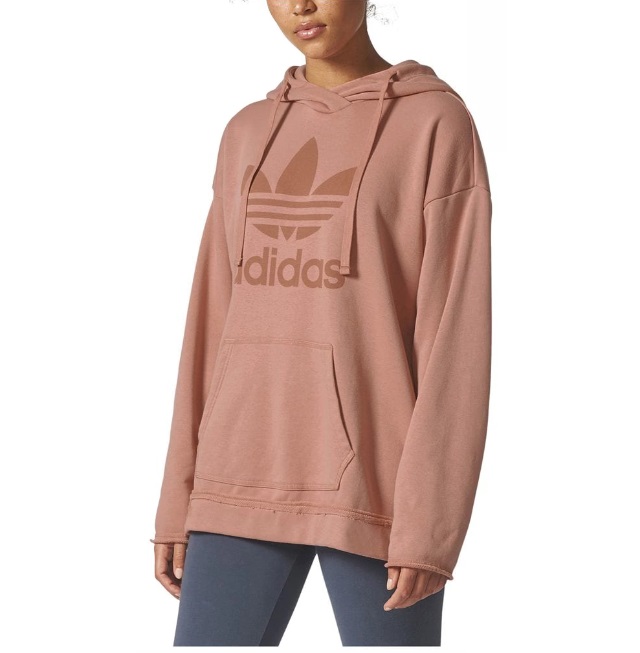 Adidas BR9304 Women Original Trefoil Hoodie LS Shirts Pink Fleece Tubular Chicago Raw Edge Hoody