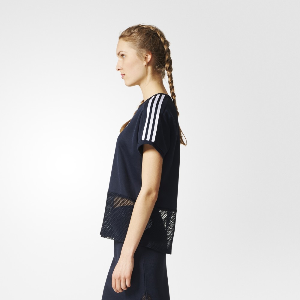 Adidas Osaka Tees Navy BQ5743 Mesh Panel Black Tshirt