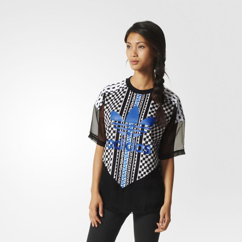 Adidas Original Soccer Print Tees Women Monochrome Trefoil AJ8525 Tshirt