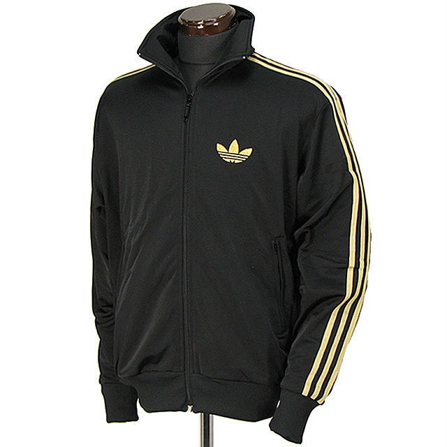Original Adidas Mens Authentic Sports Track Top Firebird Jacket Black/Gold Trefoil Coat