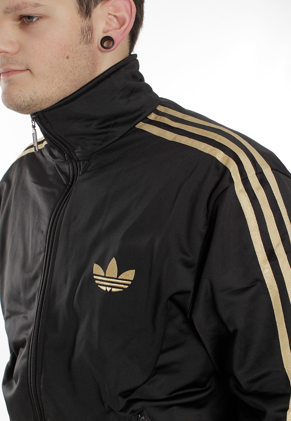 Original Adidas Mens Authentic Sports Track Top Firebird Jacket Black/Gold Trefoil Coat