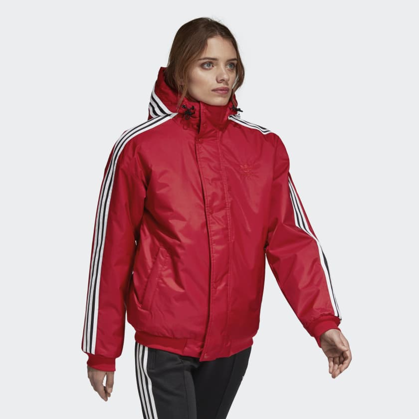 Adidas Womens SST Stadion Jacket Red DH4570 Windbreaker Winter Coat Hoody