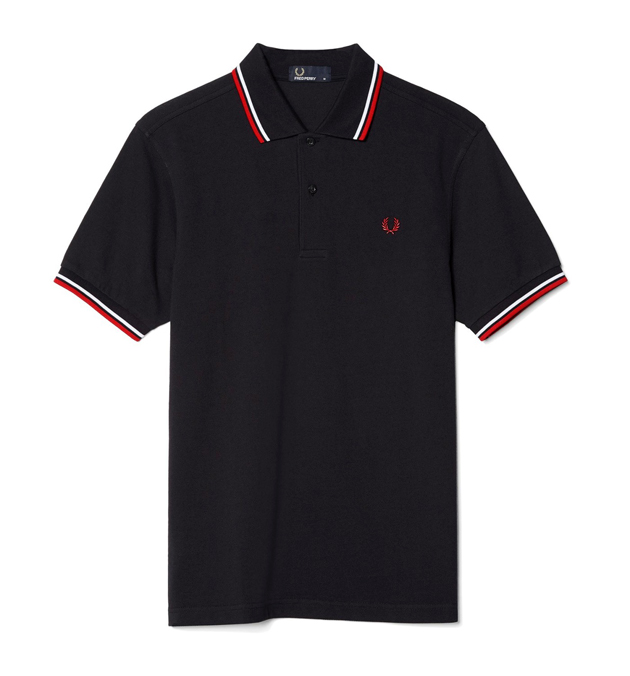 Original Mens Fred Perry Polo Tshirt UK FP Polo Shirt Black/Red