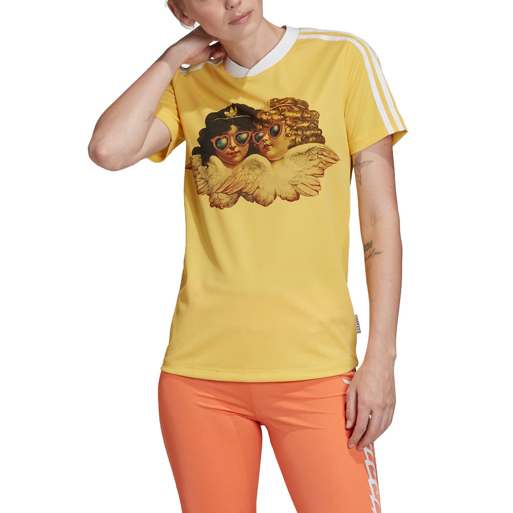 Adidas Womens Fiorucci Angels T-Shirt FL4139 White Fiorucci Graphic Tee Yellow FL4141 Tees C