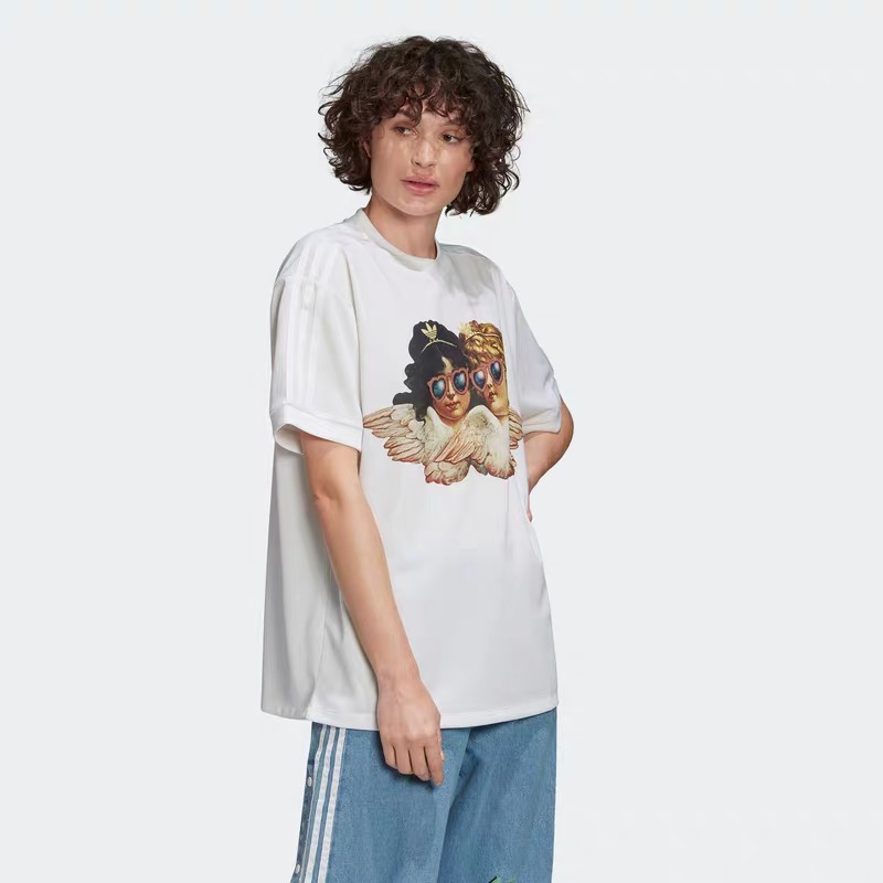 Adidas Womens Fiorucci Angels T-Shirt FL4139 White Fiorucci Graphic Tee Yellow FL4141 Tees C