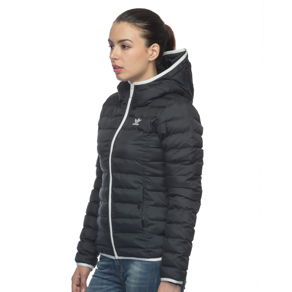 Adidas Womens Slim Padded Hooded Jacket Black M30410 Mont Slim Pad HD Bayan Jacket