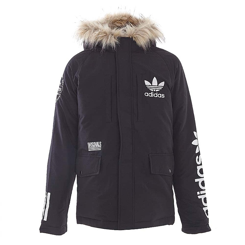 Adidas Mens Originals Black Winter Coat AY8638 Logo Duck Padded Jacket