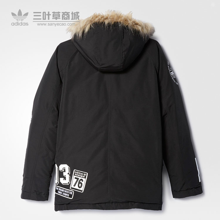 Adidas Mens Originals Black Winter Coat AY8638 Logo Duck Padded Jacket