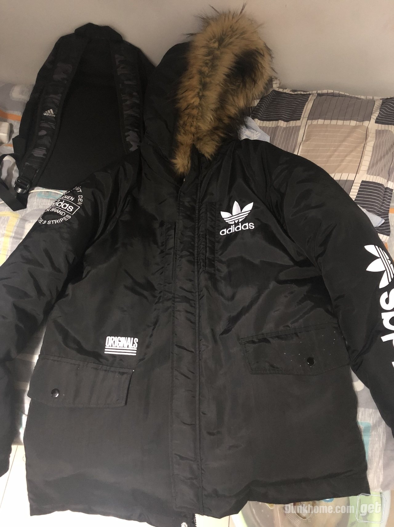 Adidas Mens Originals Black Winter Coat AY8638 Logo Duck Padded Jacket