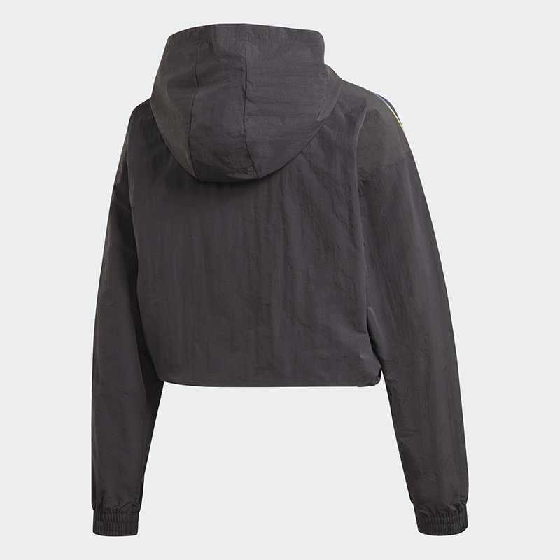 Adidas Originals Womens Hoodie Black GD2262 Adicolor Half-Zip Crop Top