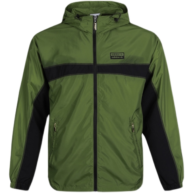 Adidas Mens Windbreaker Jacket Green GJ6741 Track Top RYV PKT Hoody