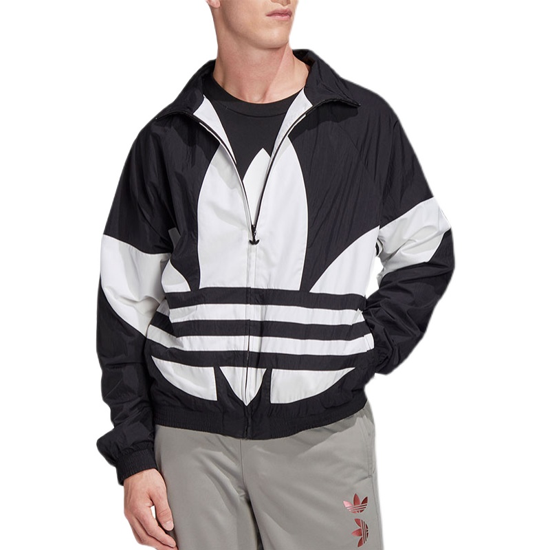 Adidas Big Trefoil Woven Track FM9894 Fashion Mans Blue Polyseter Track Jacket FM9892 Black Trefoil Top