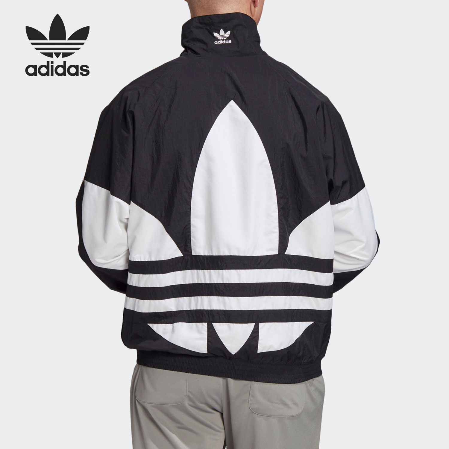 Adidas Big Trefoil Woven Track FM9894 Fashion Mans Blue Polyseter Track Jacket FM9892 Black Trefoil Top