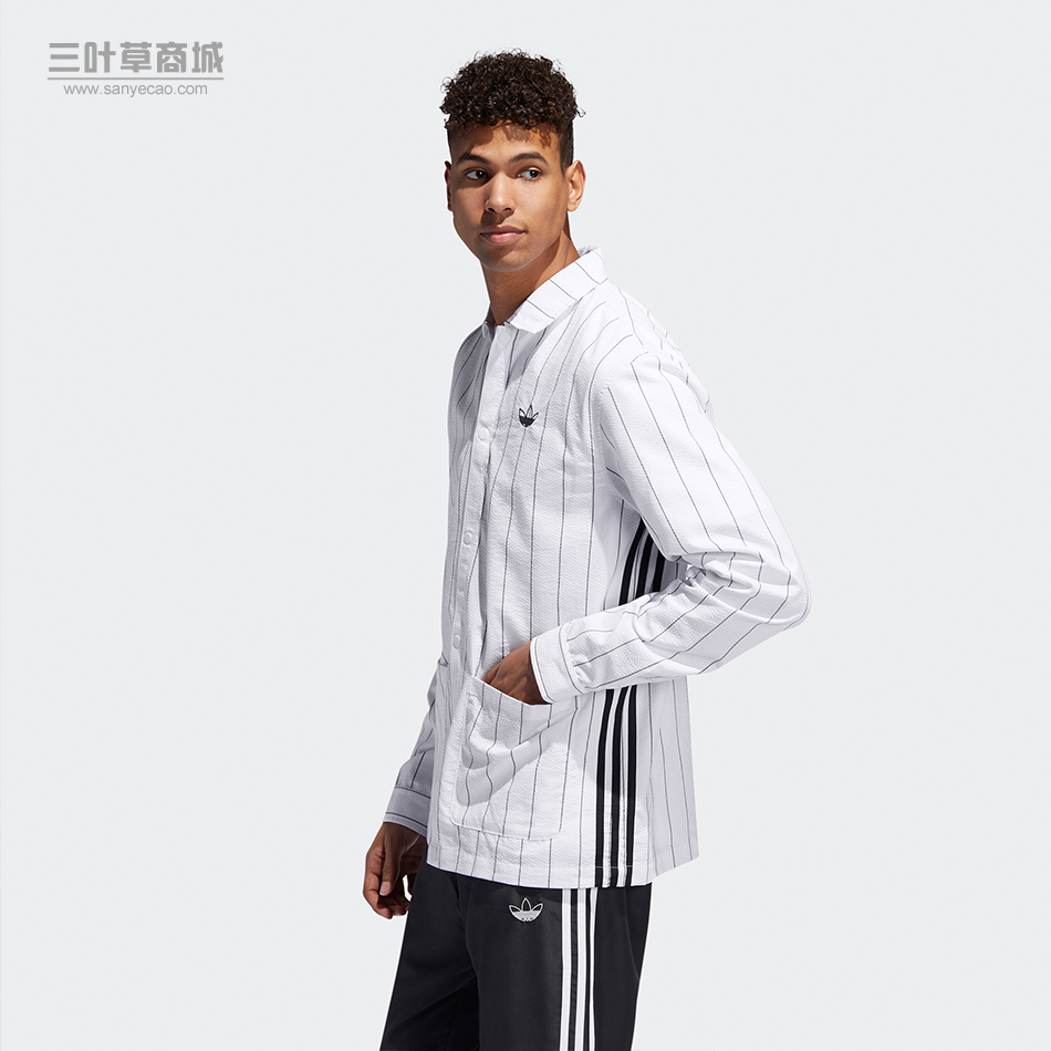 Adidas Original Mens Pinstripe Seersucker Shirt Mens ED5514  Shirt Light Track