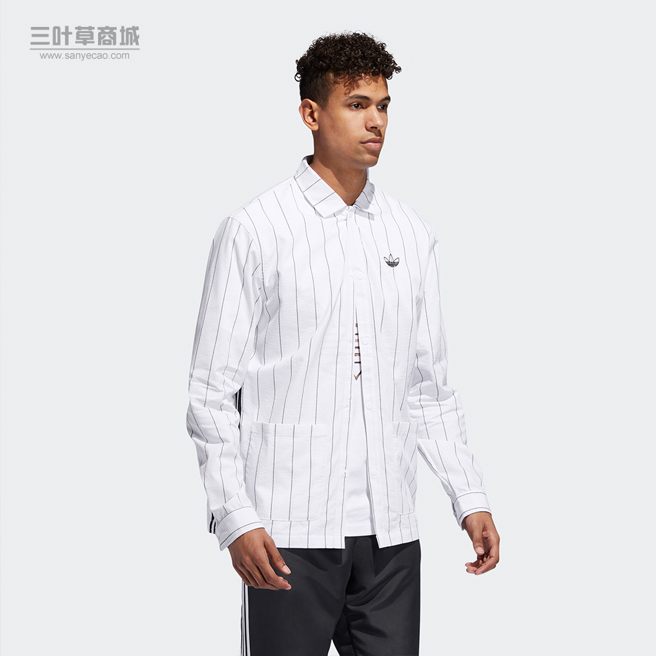 Adidas Original Mens Pinstripe Seersucker Shirt Mens ED5514  Shirt Light Track