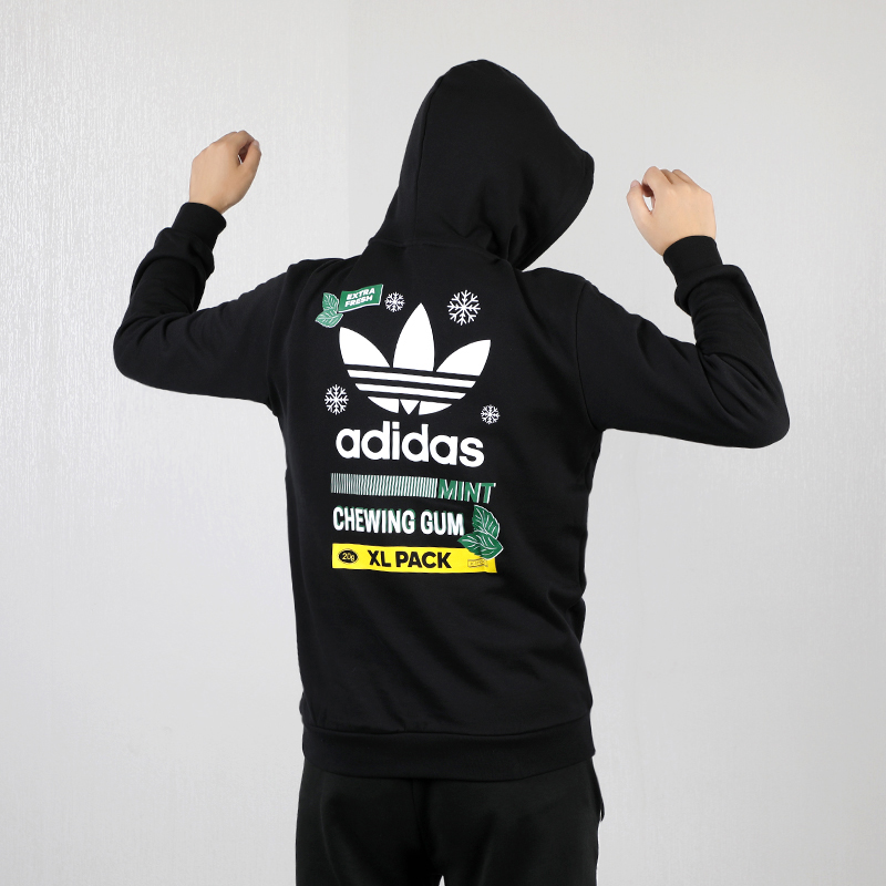 Adidas Originals Mens Snowflake Pullover Black Hoodie FP7702 Future Icons Logo Graphic Jacket