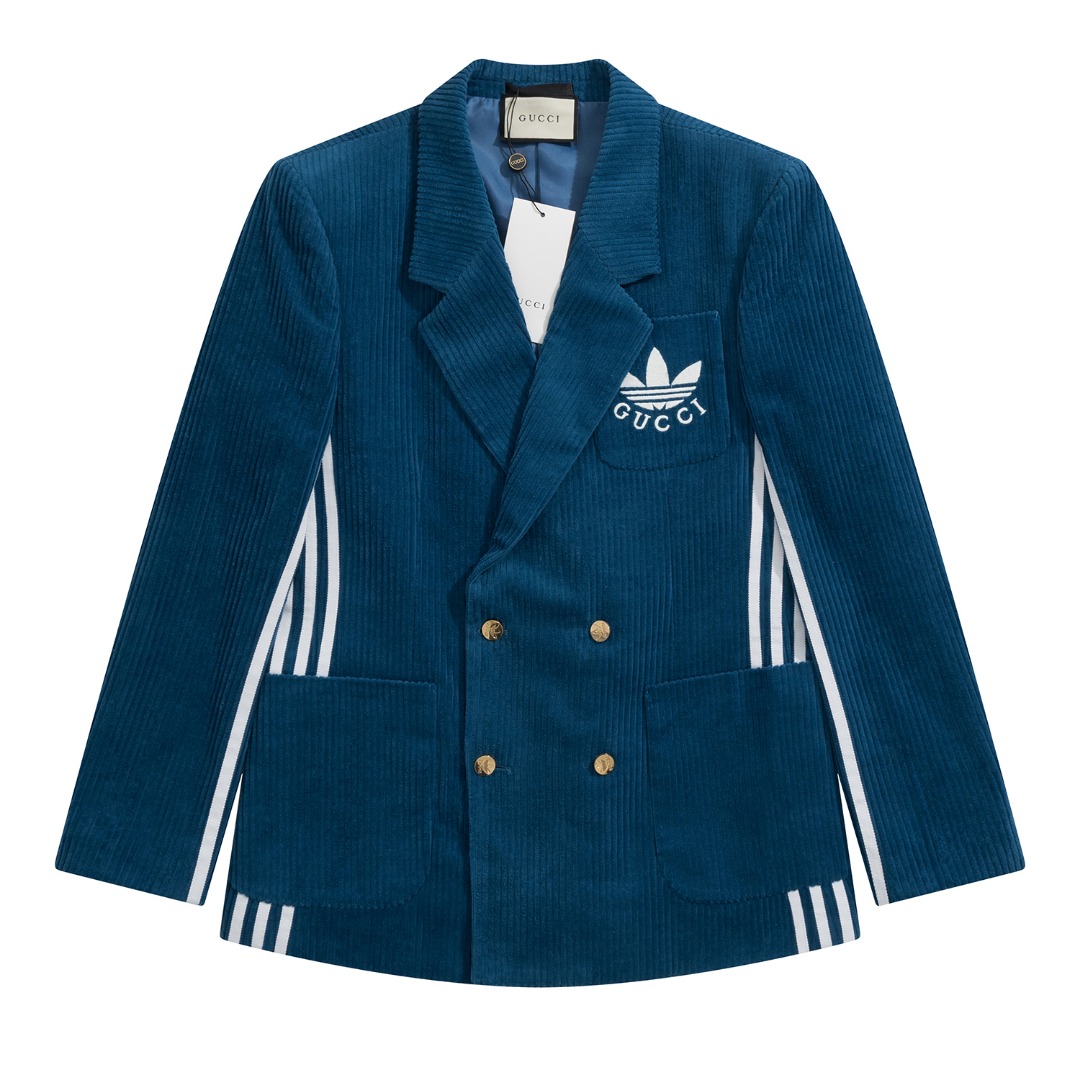 Adidas X Gucci Collaboration Mens Suit Corduroy Jacket With Pants