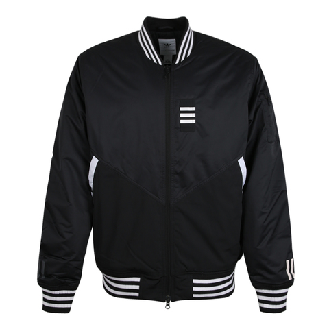 Adidas x White Mountaineering Flight Jacket Black BQ4077 Snap Button Pockets Ribbed Trims 3 Stripes