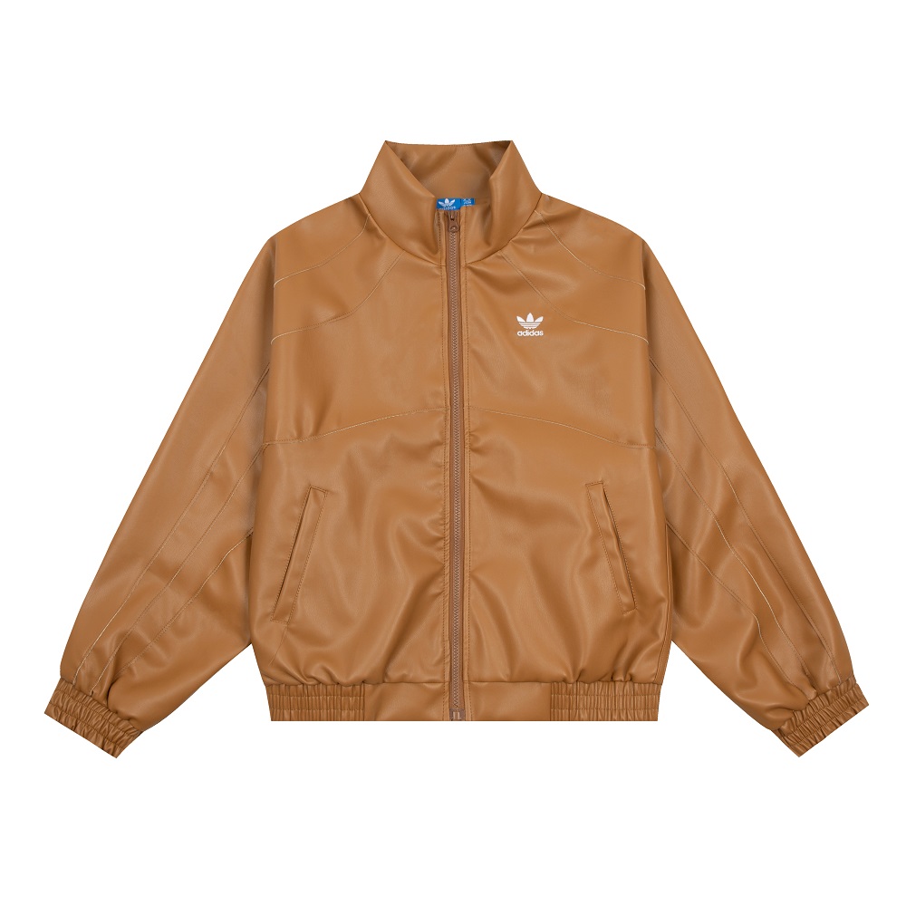 Adidas Adicolor Trefoil Faux Leather Jacket Centre Stage II6102 Leather Jacket II6103   - Brown 