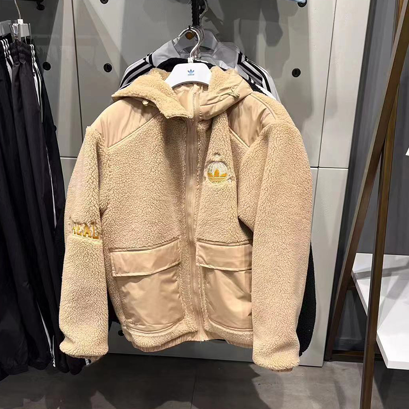 Adidas Originals MC Sherpa Jacket Logo HS2006 Beige HS2004 Black Fleece Jacket