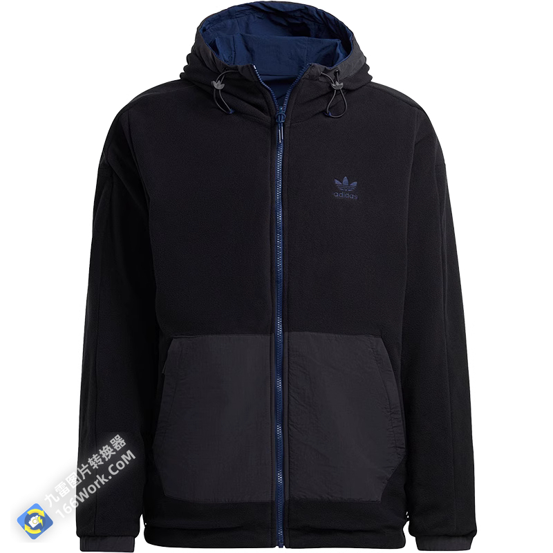 Adidas Reversible Polar Fleece Jacket Blue HL9188 Windbreak Hoody