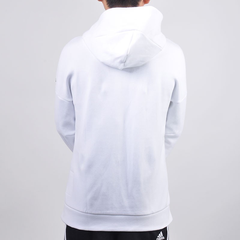 Original Adidas CD6277 Mens ZNE Pulse Full Zip Hoodie White Running Training Sport White Hoody