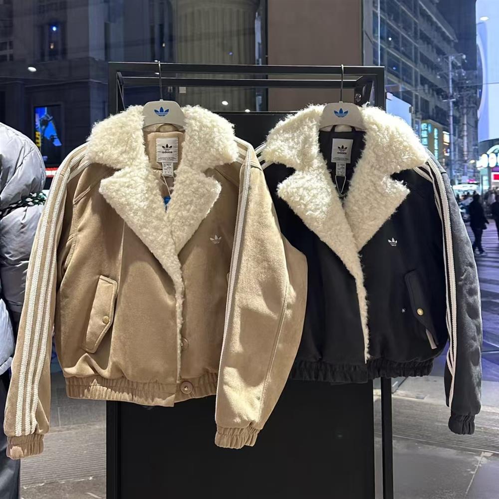 Adidas Originals Year of the Snake Fleece Collar Jacket Women's Gray JL8438 Black JL8439 Short Jacket